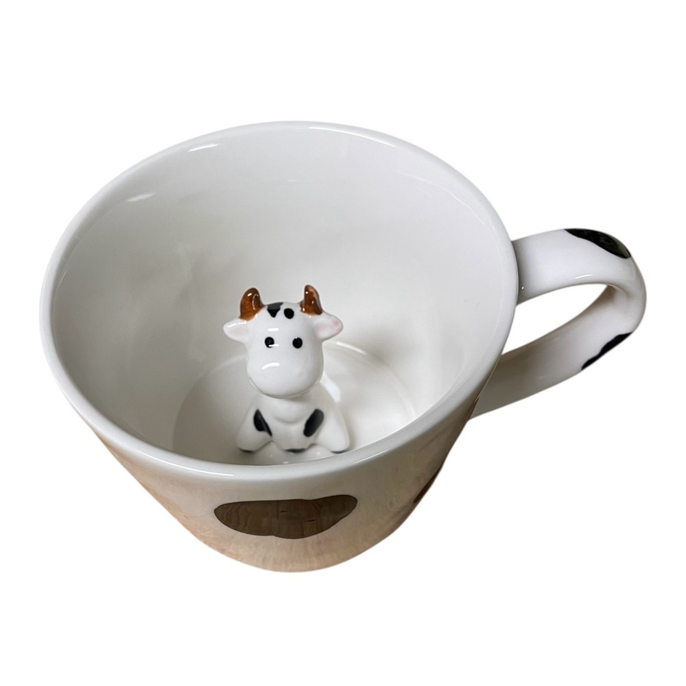 DiHo Club Hidden COW Ceramic Mug black and white Holstein spots EUC